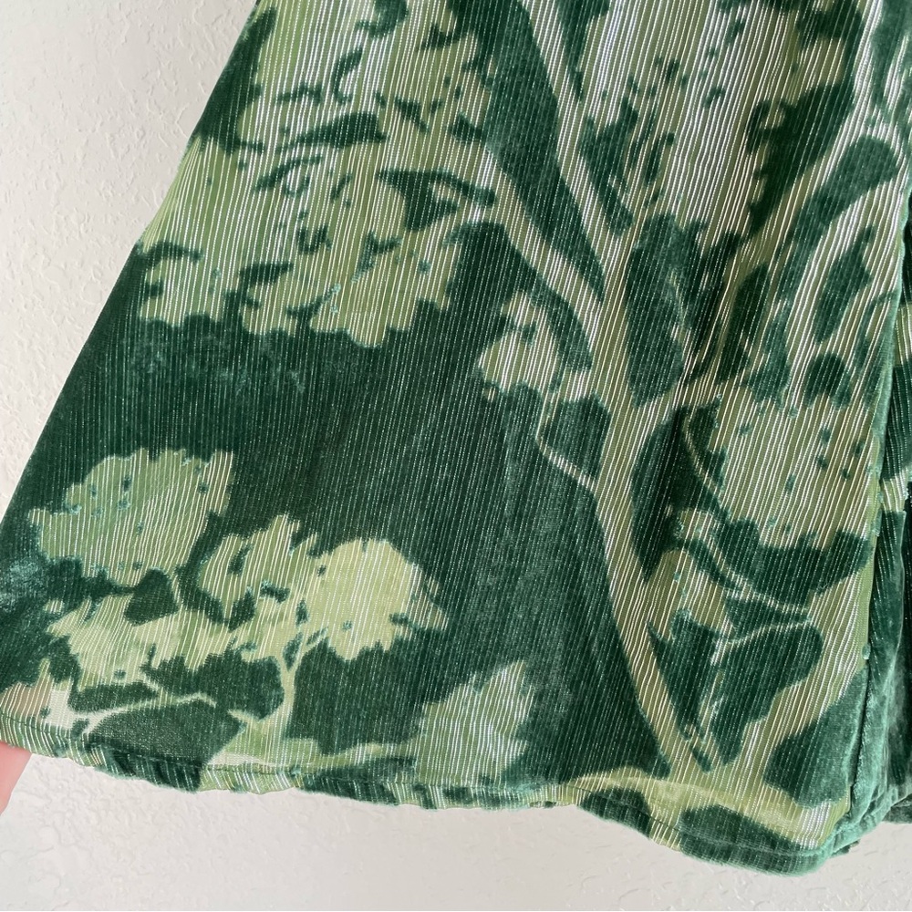 ModCloth Velvet Burn Out Skirt  XL Green Shimmer Striped Flowy - Picture 5 of 13